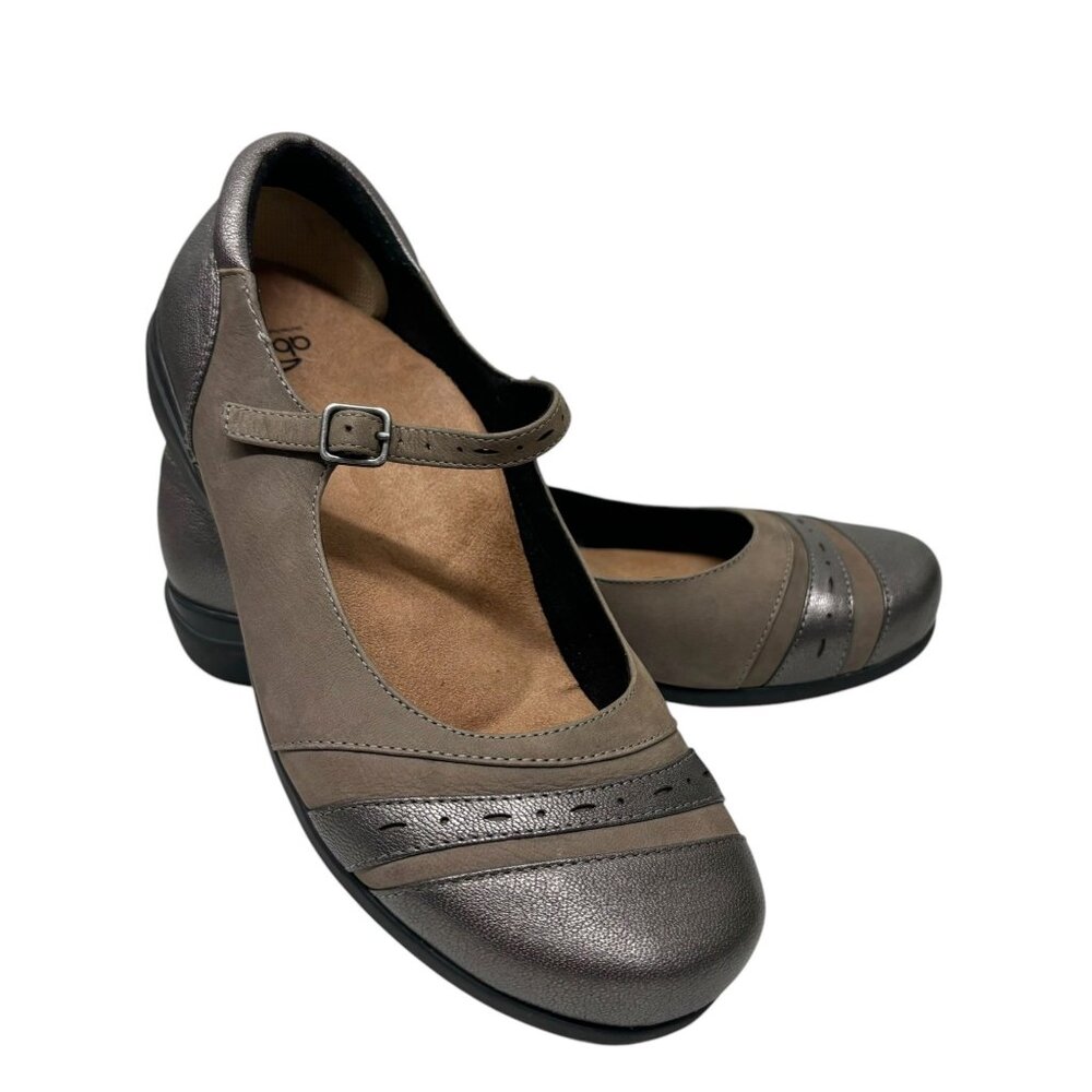 Abeo 24/7 Womens Slip Resistant Mary Jane Shoes Size 9 Leather & Synthetic Gray